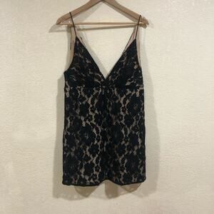 Free People black Dangerous Love lace overlay nude lace mini dress